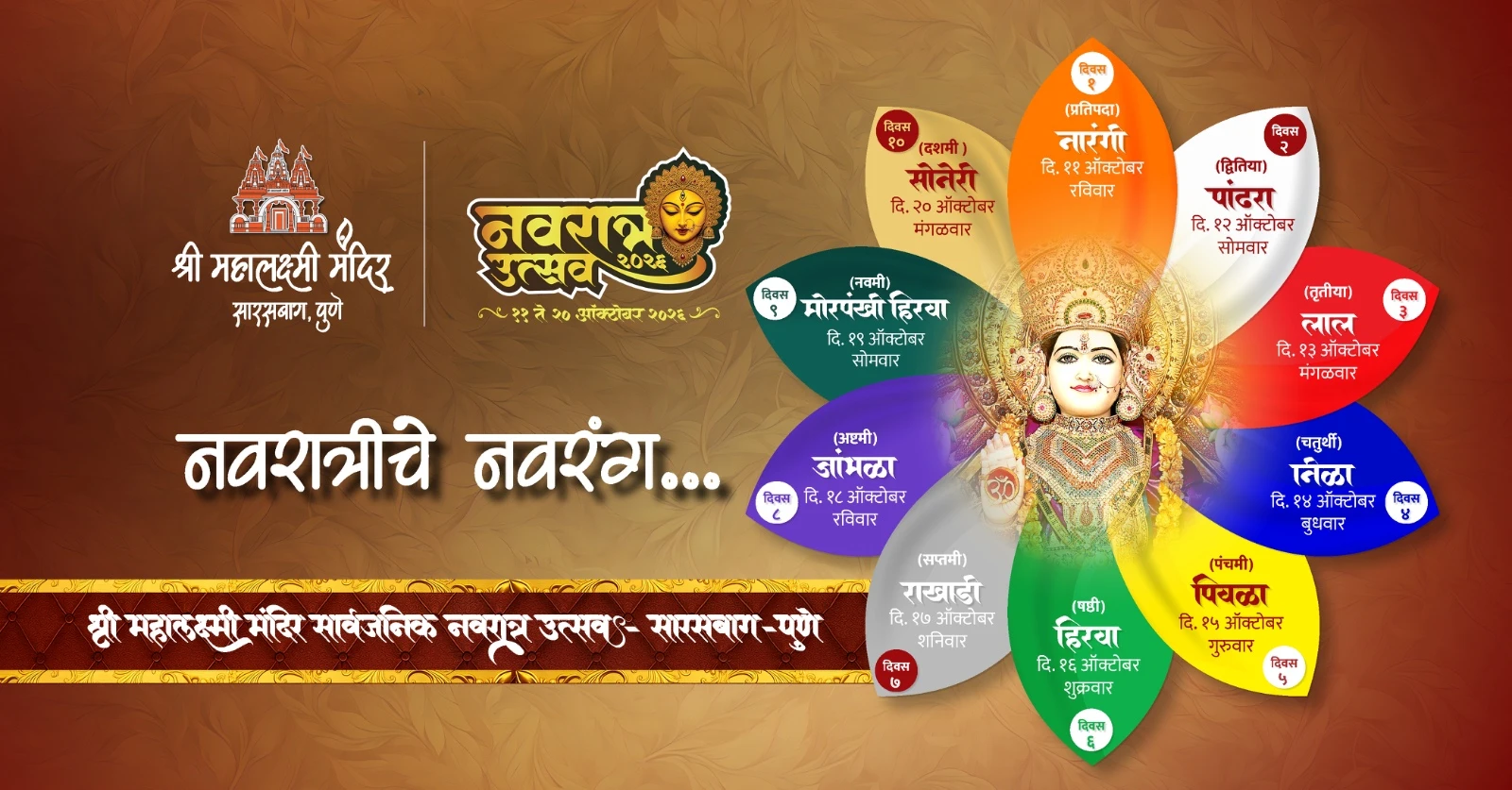 Navratriche Navrang 2026 - Shree Mahalaxmi Mandir, Sarasbaug, Pune